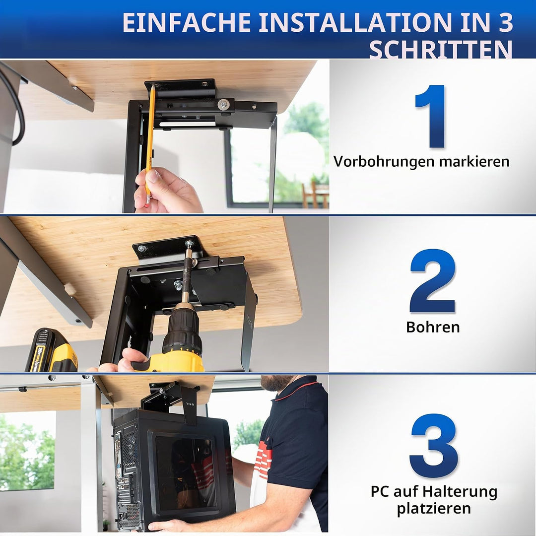 VIVO MOUNT-PC01 Verstellbare PC-Halterung für Schreibtisch und Wand, Computergehäuse-Halterung mit D