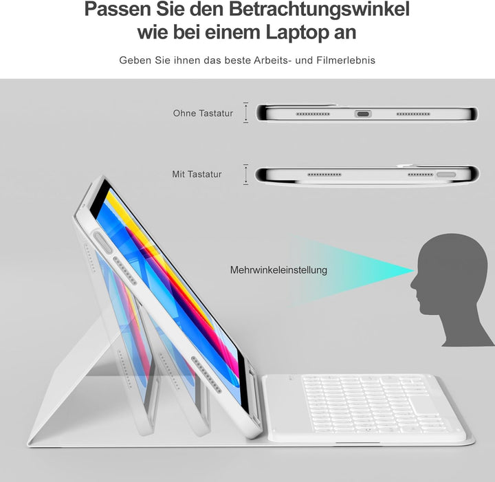 Hülle mit Tastatur für iPad A16 11/10 Generation (2025/2022, 11/10.9 Zoll), 7 Farben Beleuchtete Abn