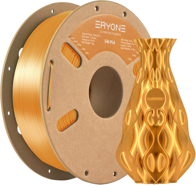 ERYONE Silk PLA Filament 1.75 mm, 3D-Drucker Filament PLA, 0,03 mm, 1 kg/Spule, Seide Golden Silk PL