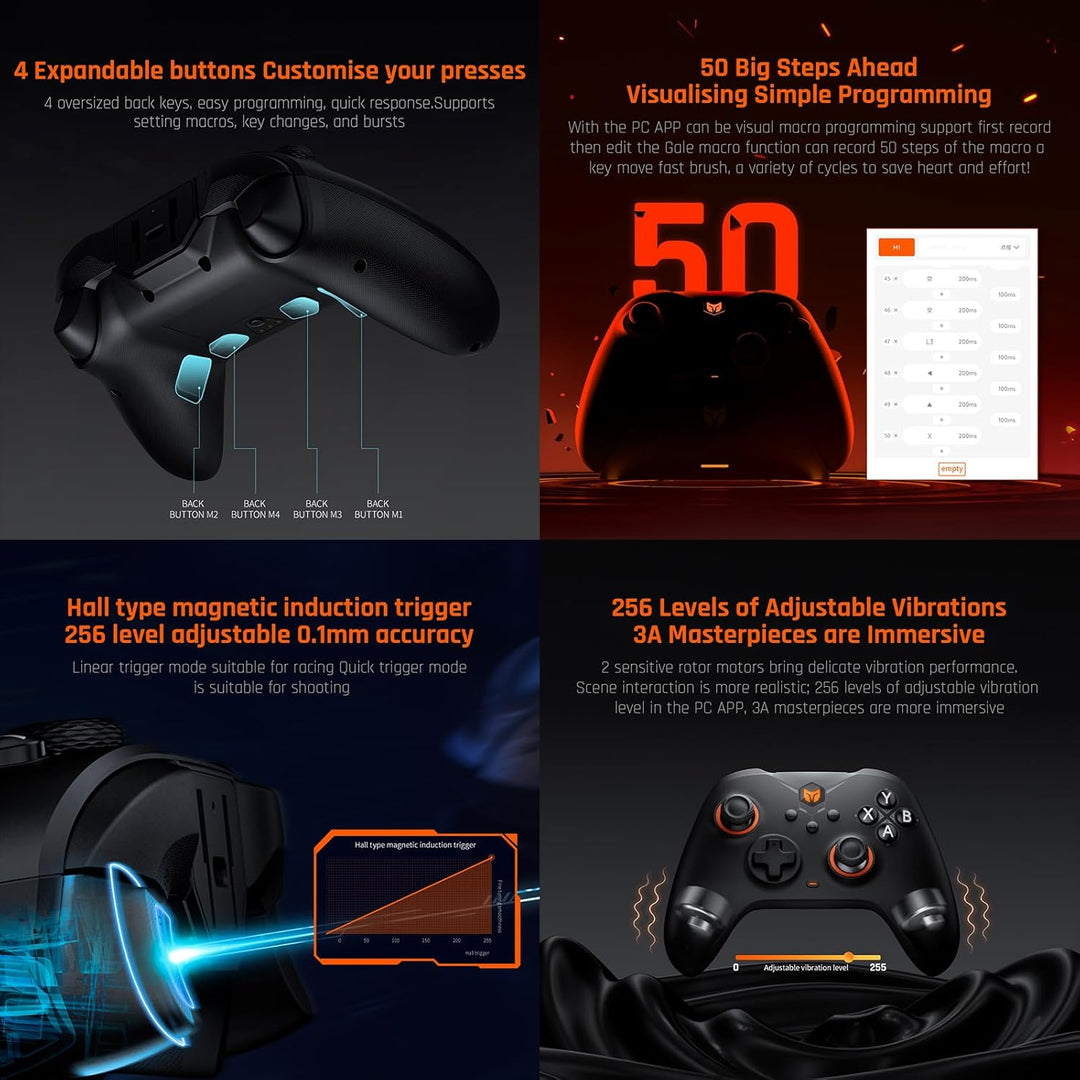 Black Shark Wireless Controller, BIGBIG WON Gale PC-Controller, Bewegungsziel, Hall-Trigger, 4 benut