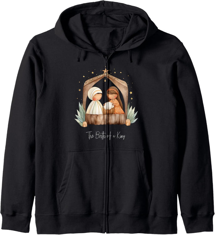 Boho Weihnachtskrippe Die Geburt eines Königs Weihnachten Kapuzenjacke