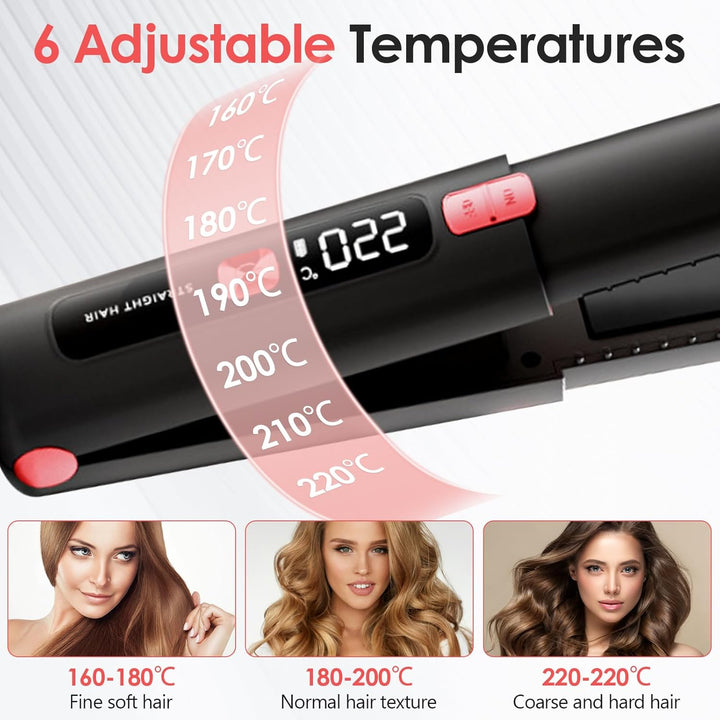 Mini Glätteisen 2 IN 1 Locken & Glätten für Alle Haartypen, Mini Haarglätter für Kurzes Haar, 6 Temp