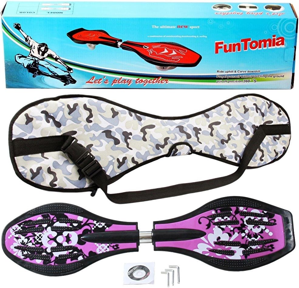 FunTomia Waveboard Original ABEC9 Kugellager inkl. Tasche - Bis 120kg - (Verschiedene Farbdesigns) L
