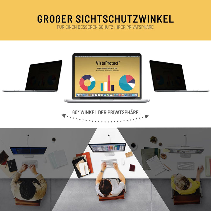 VistaProtect – Premium Blickschutzfilter & Anti-Blaulichtfilter, Privacy Filter Anti Blue Light Blic
