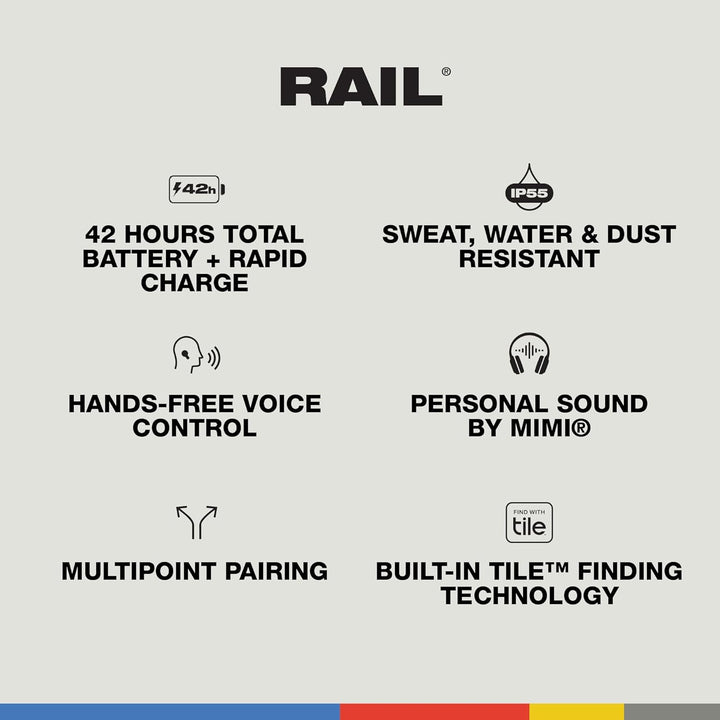 Skullcandy Rail In-Ear Wireless-Kopfhörer, 42 Std. Akkulaufzeit, Skull-iQ, Alexa-Unterstützung, Mikr