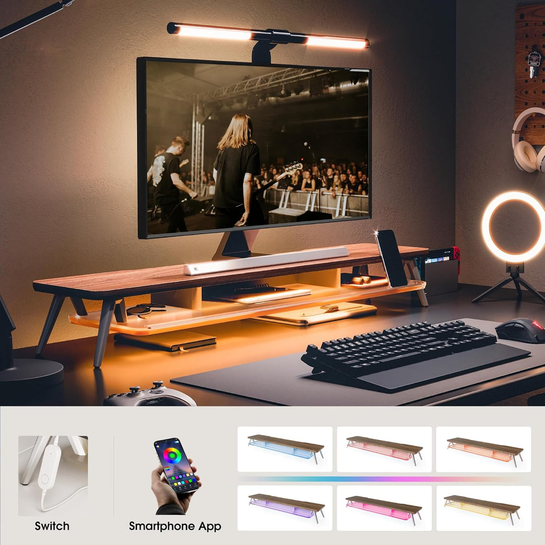 Fenge Monitorständer Riser mit Acrylablage und App-Steuerung LED Lights 108cm Grosser Computerstände