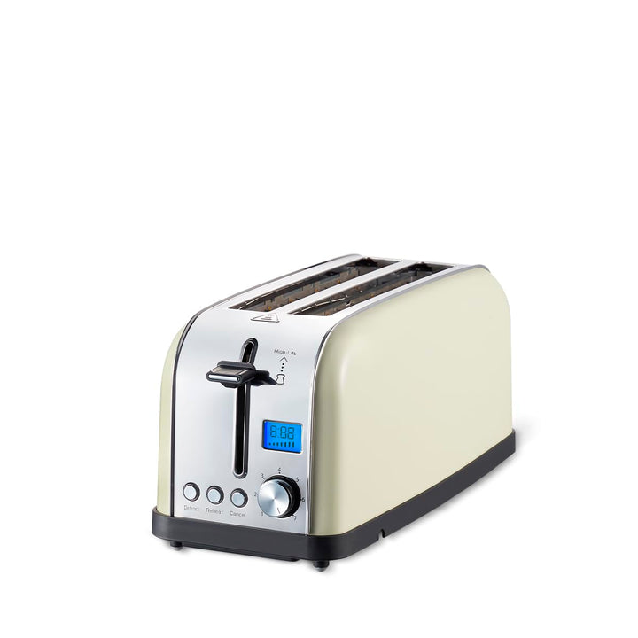 PRIXTON Bianca PRO Toaster | 2 grosse Fächer für 4 Scheiben, 7 Röststufen, Leistung 1500W, Edelstahl