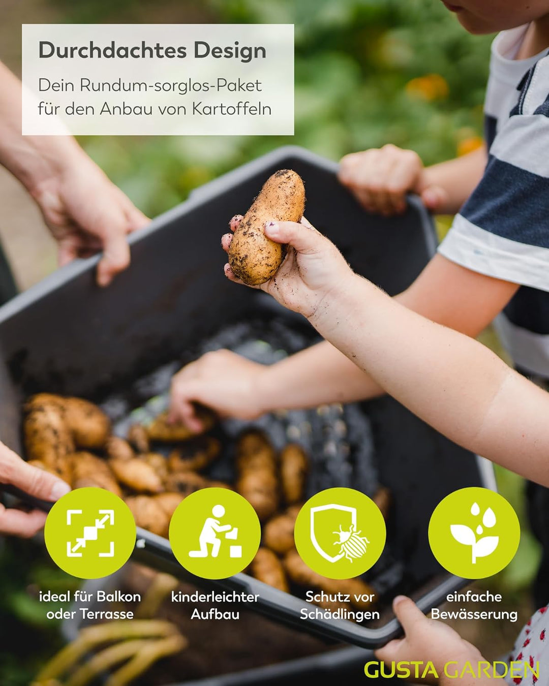 GUSTA GARDEN Paul Potato Starter Kartoffelturm - stapelbar - Hochbeet/Pflanzgefäss/Blumentopf für Ba
