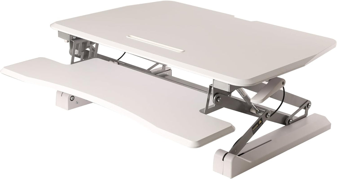 Seville Classics 90 cm pneumatisch höhenverstellbarer Steh-Sitz Tischaufsatz mit Gasdruckfeder, Meta