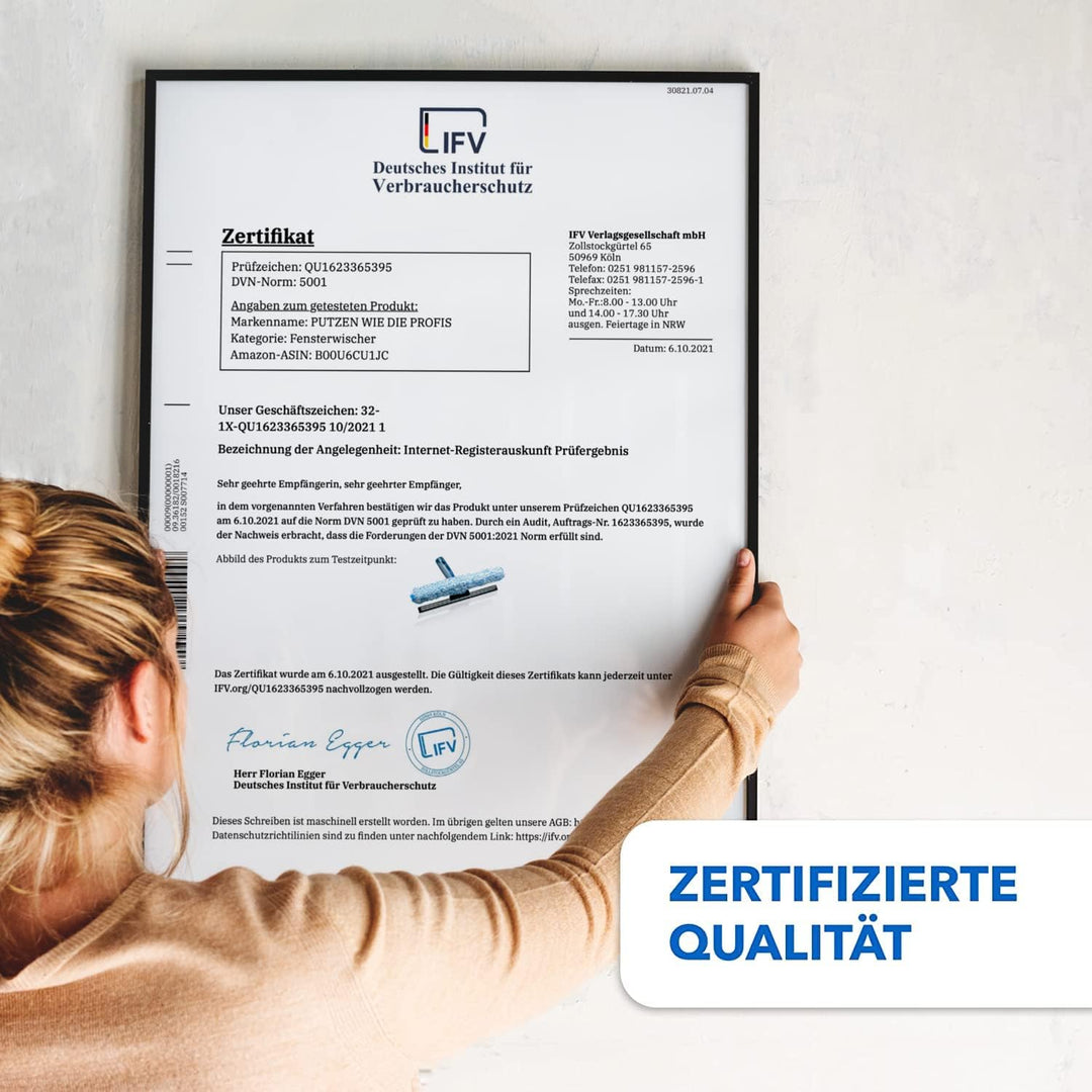 Putzen wie die Profis Fensterwischer und Fenster-Abzieher als Kombi-Set - DVN:5001 Zertifizierte Qua