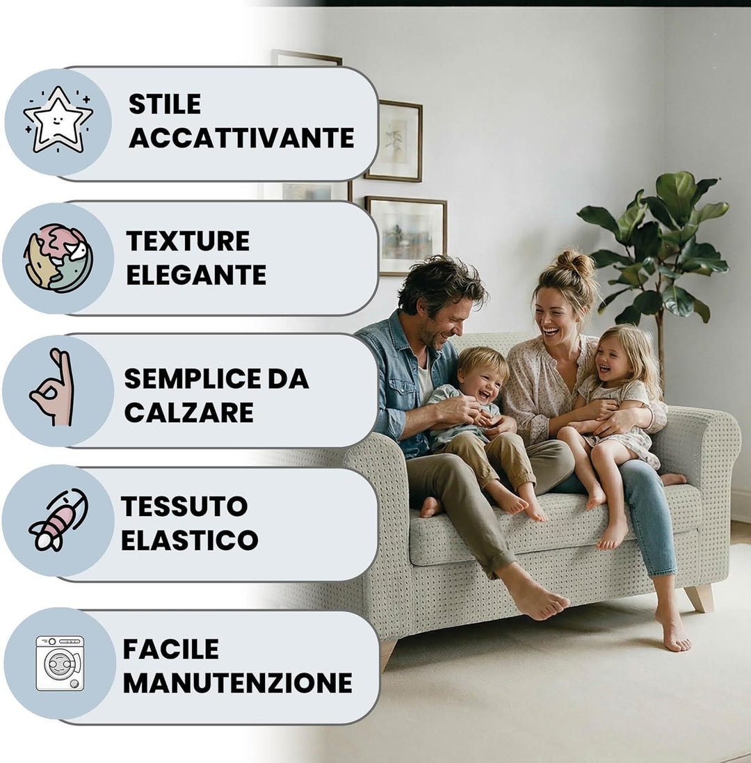 Italian Bed Linen MB Home Basic Iris Sofabezug, elastisch, Beige (Preme), 3-Sitzer, 190 bis 215 cm B