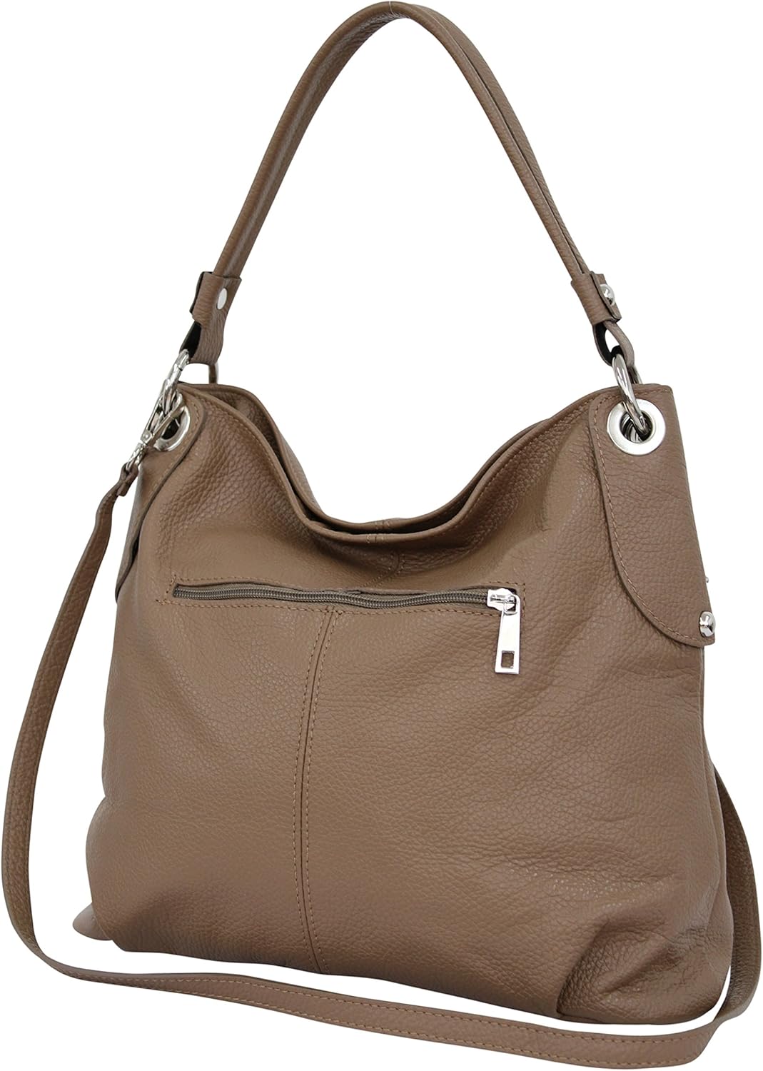 AMBRA Moda Damen echt Ledertasche Handtasche Schultertasche Beutel Shopper Umhängtasche GL012 Sand,