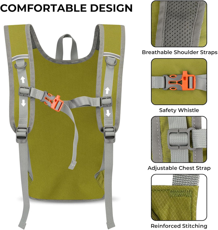 Faltbarer Wanderrucksack, Kleiner Tagesrucksack Ultraleicht für Herren & Damen, Foldable Backpack, I