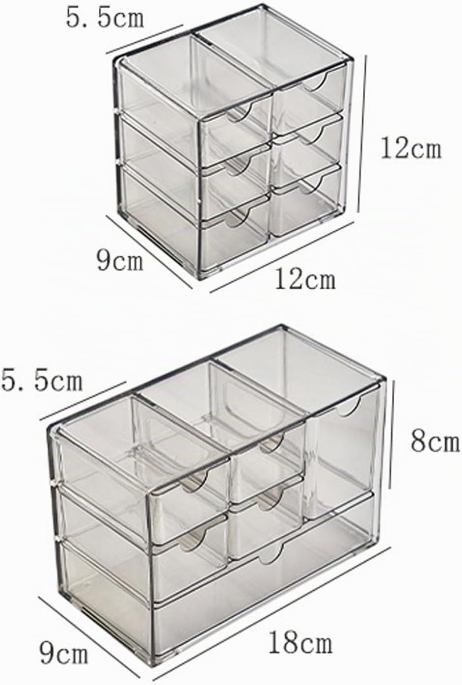 Jumuao Aufbewahrungsbox Kunststoff, Mini Schubladenbox, Kleinteilemagazin mit 6 Schubladen, Desktop