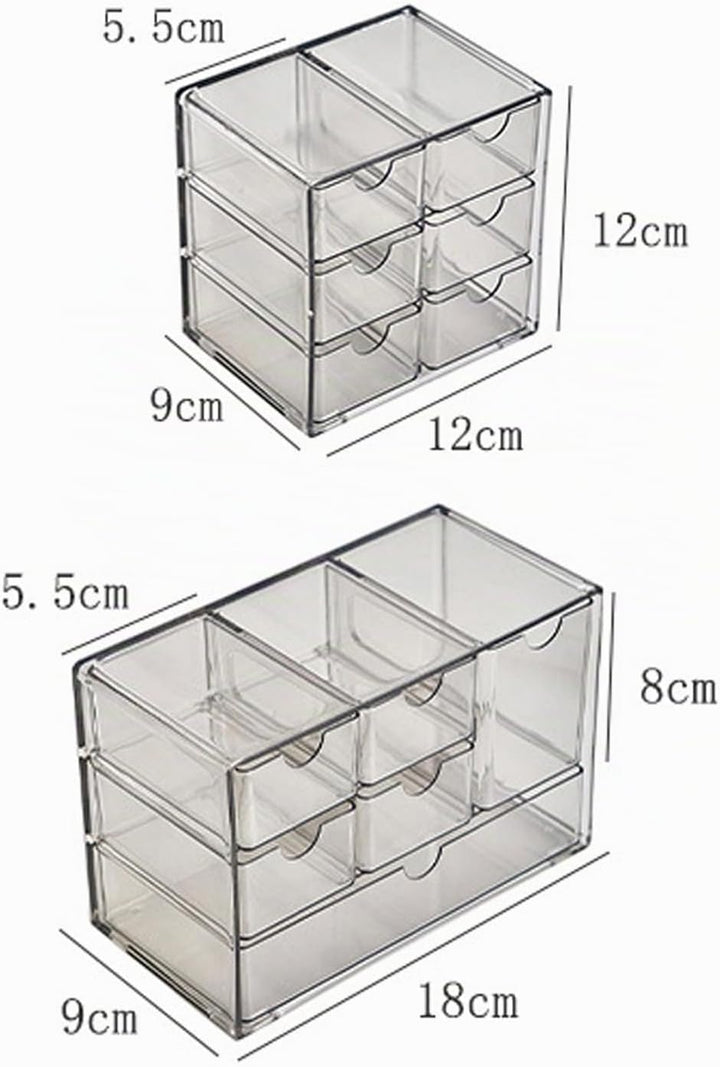 Jumuao Aufbewahrungsbox Kunststoff, Mini Schubladenbox, Kleinteilemagazin mit 6 Schubladen, Desktop