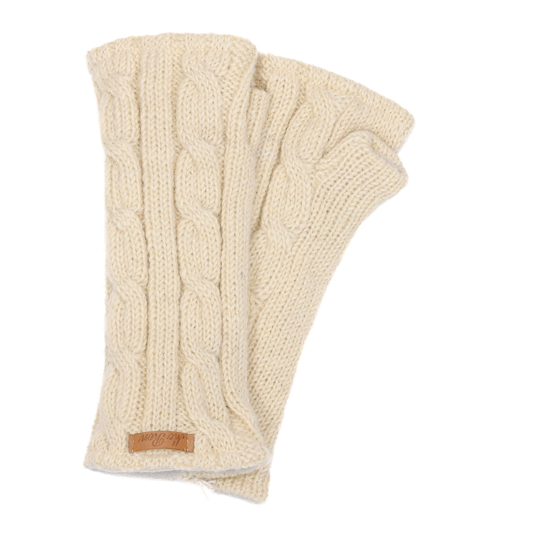 McRon Damen Gestrickte Pulswärmer Modell Emily Creme, Creme