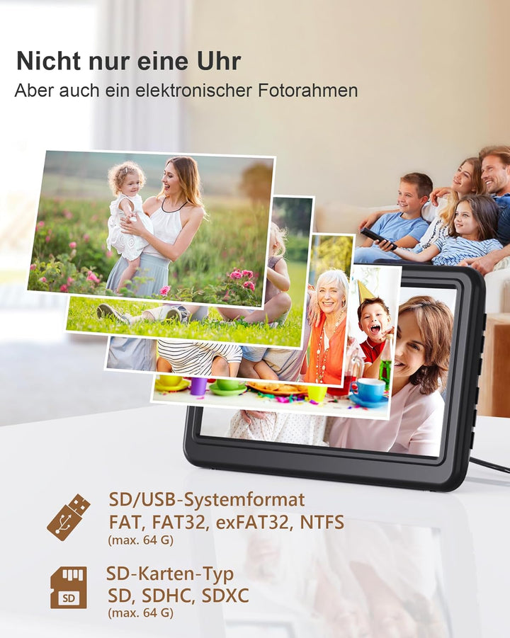 Roxicosly Digitaler Kalender, Elektronischer Tag Datum Wecker, Digital Uhr mit 20 Benutzerdefinierte