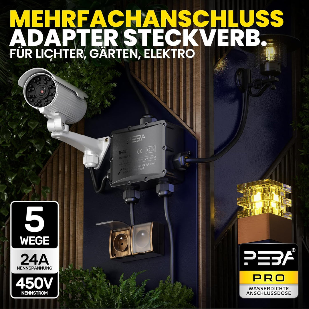 PEBA Abzweigdose IP68 Verteilerdose Wasserdichte Kabelverbinder Klemmdose für Aussen 5-Wege für Kabe