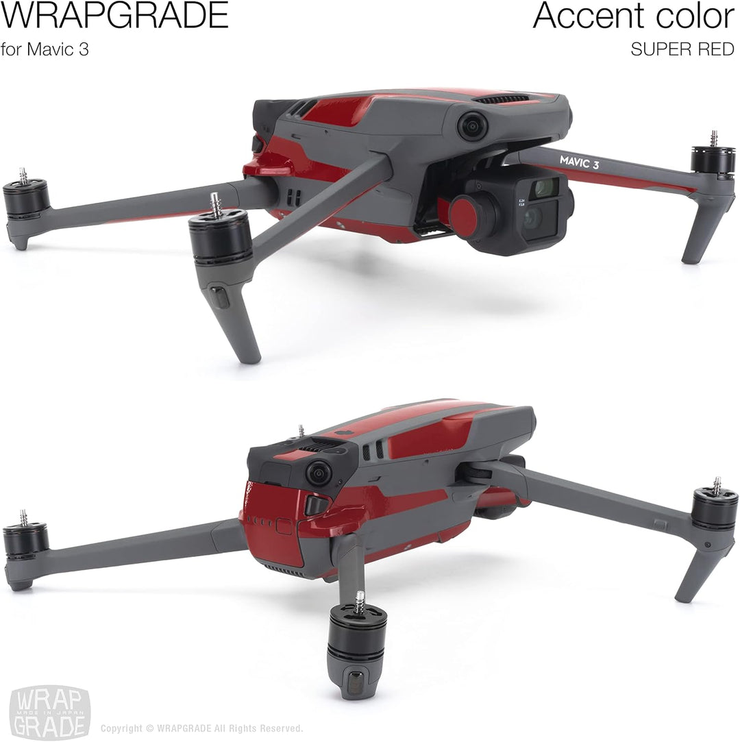 WRAPGRADE Skin Kompatibel mit DJI Mavic 3 Pro Accent Color (SUPER RED) Super Red / Pro, Super Red /
