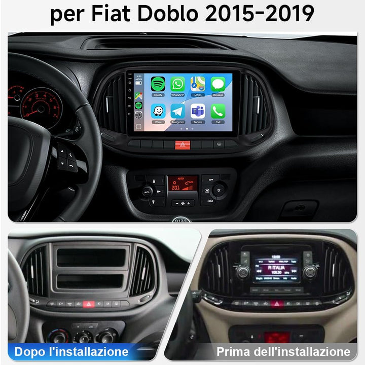 ACAVICA Android Autoradio Upgrade für FIAT Doblo 2015-2019, mit 9" 1280×720 HD IPS Wireless Carplay