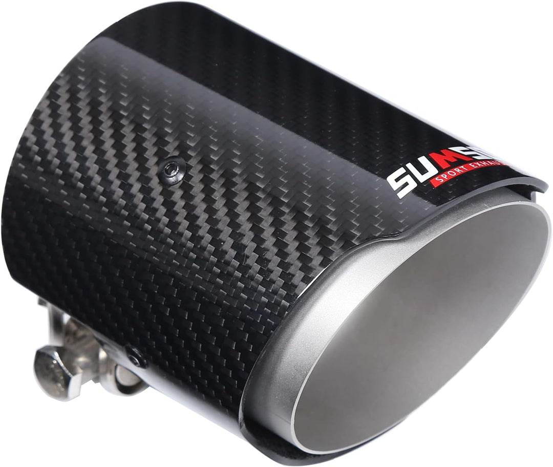 Auspuff Endrohr ，Yctze Universal Carbon 2.9 Zoll Einlass 3.5 Zoll Einzelauslass Auspuff Endstück End