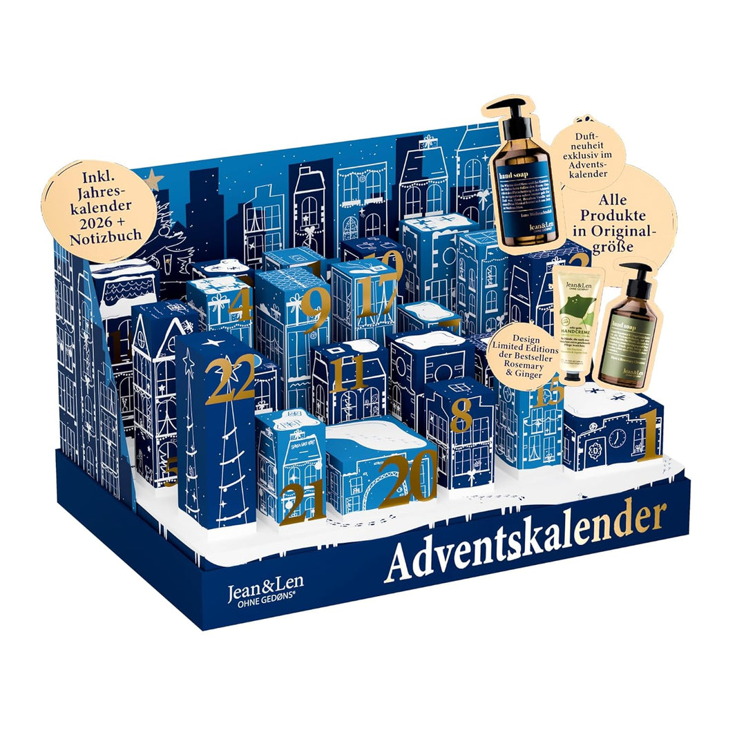 Jean & Len Adventskalender 2025, weihnachtliche 3D DIY-Szenerie, inklusive zwei Rosemary & Ginger De