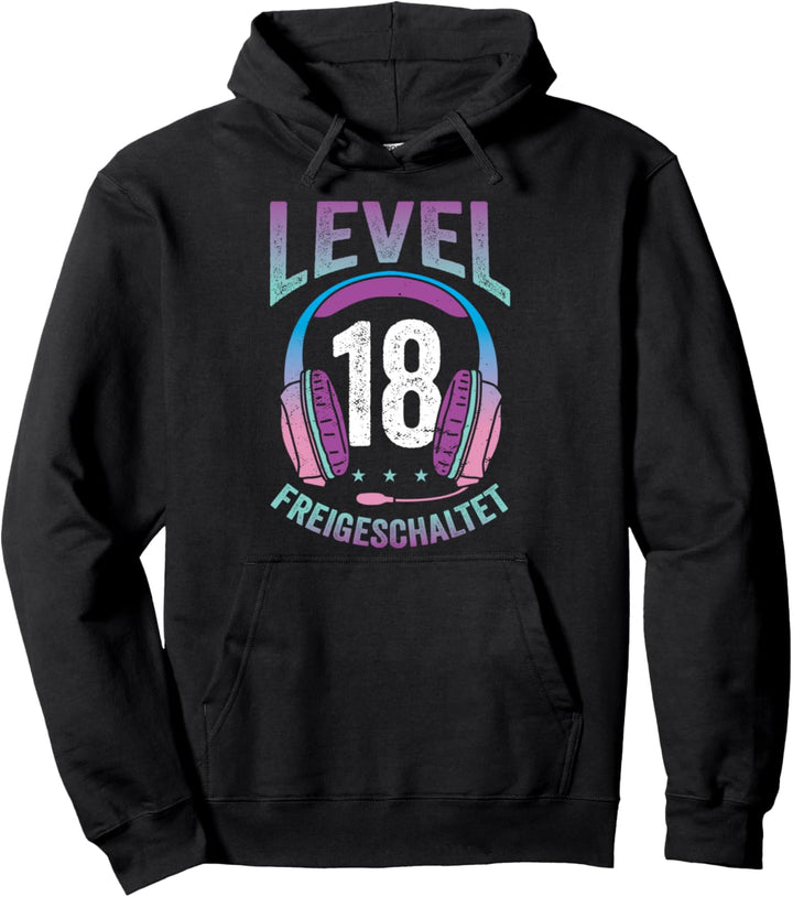 Mädchen Gamerin Level 18 Jahre Geburtstagsshirt Zockerin Pullover Hoodie