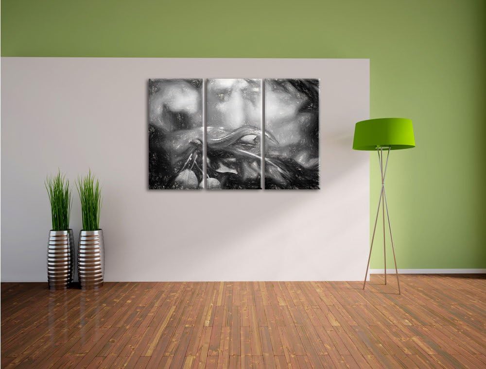 Pixxprint Raue grüne Schlange Kunst als Leinwandbild/Grösse: 3 Teilig (120x80 cm) cm/Wandbild/Kunstd