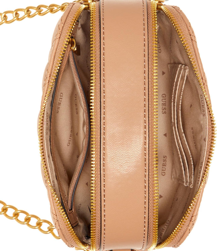 GUESS Damen Giully Umwandelbare Klappe Crossbody, Flap Beige, Beige