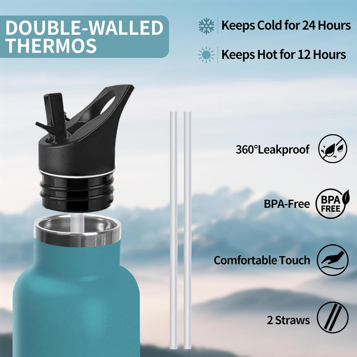 Trinkflasche, 750 ML BPA-Frei, Thermosflasche, Auslaufsichere Isolierflasche Doppelwandig, Wasserfla