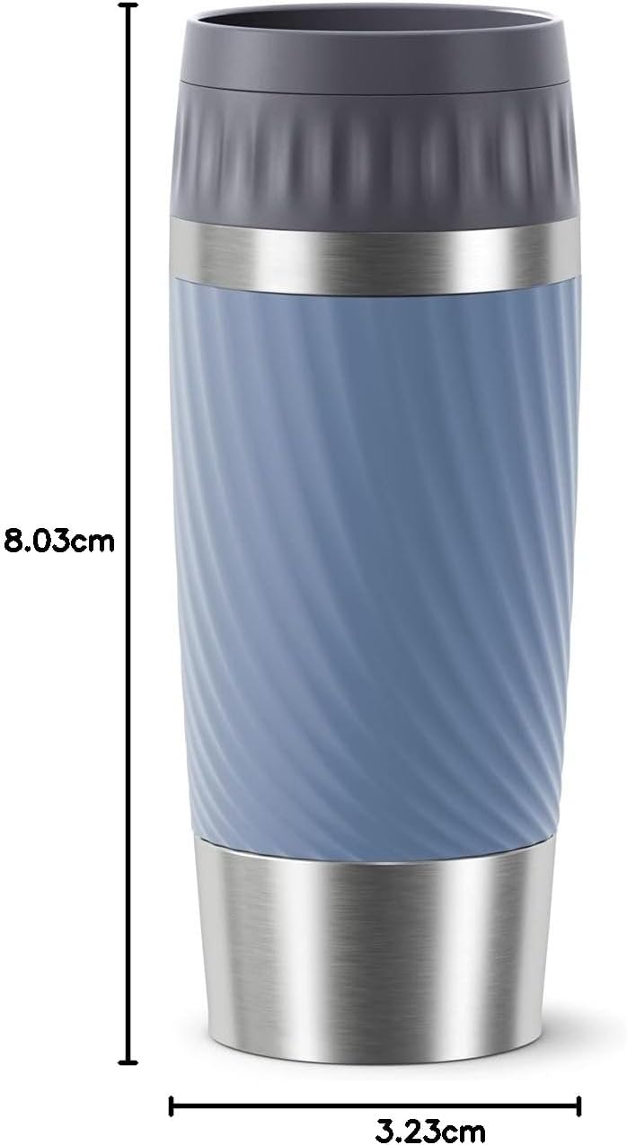 Emsa Travel Mug Easy Twist Edelstahl-Isolierbecher, 360 ml, Spülmaschinenfest, Einfaches Öffnen & Sc