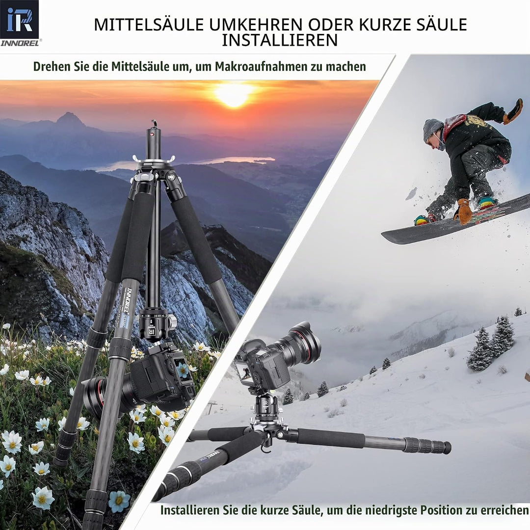 INNOREL GT324C Karbonfaser Professionelles, kompaktes, tragbares Stativ für Digitale DSLR-Kameras, s