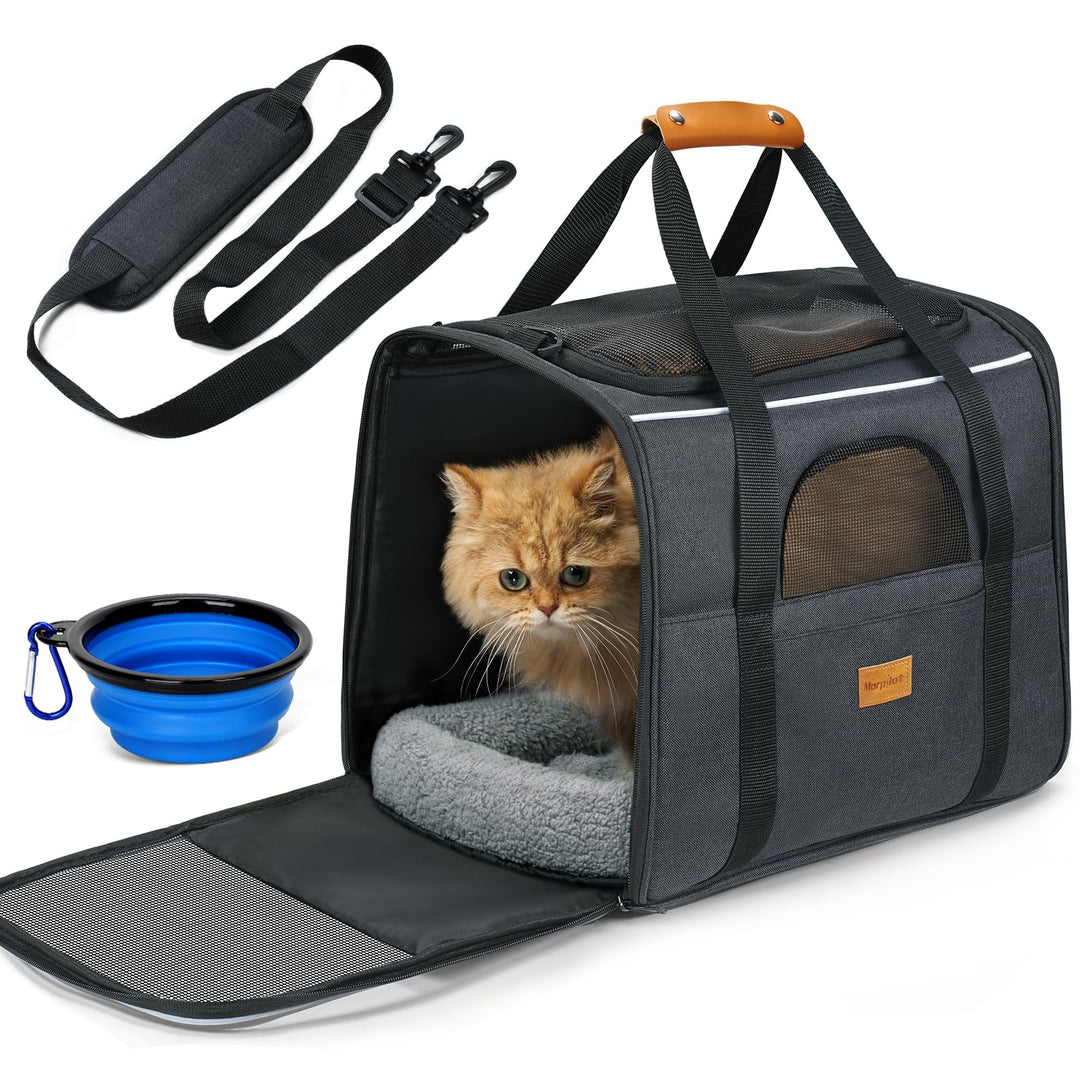 Morpilot Katzentransportbox für grosse Katzen und Welpen bis 7kg, Katzenbox Hundetasche mit Sicherhe
