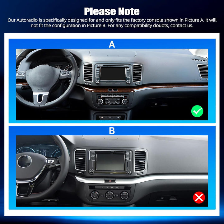 2+64G CAMECHO Android 15 Carplay Autoradio mit Navi für VW Sharan II 7N Seat Alhambra II 2012-2015,
