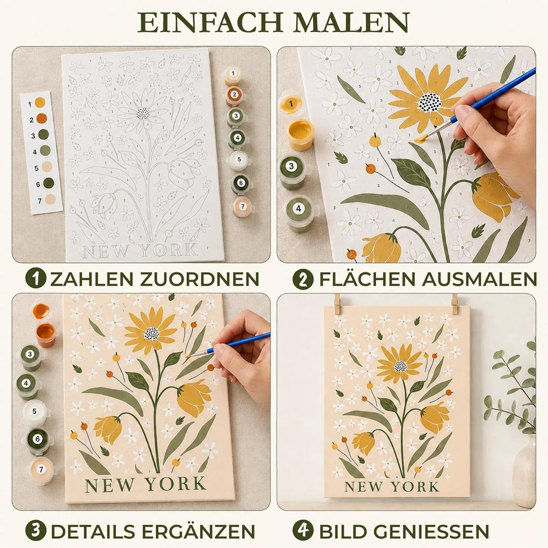 JATOK 6 Stück Malen Nach Zahlen Erwachsene, DIY Blumen für Anfänger, Handgemalt Ölgemälde Leinwand K