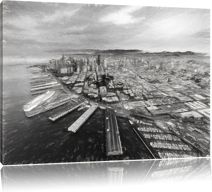 Pixxprint San Francisco bei Sonnenuntergang als Leinwandbild/Grösse: 100x70 cm/Wandbild/Kunstdruck/f