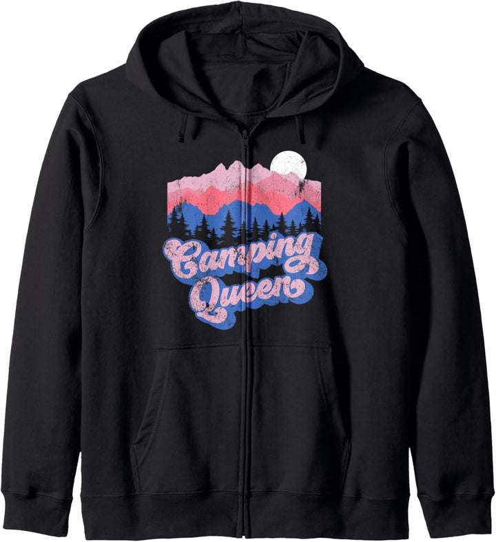 Camping Queen Retro Mountain Outdoor Damen Camping Kapuzenjacke