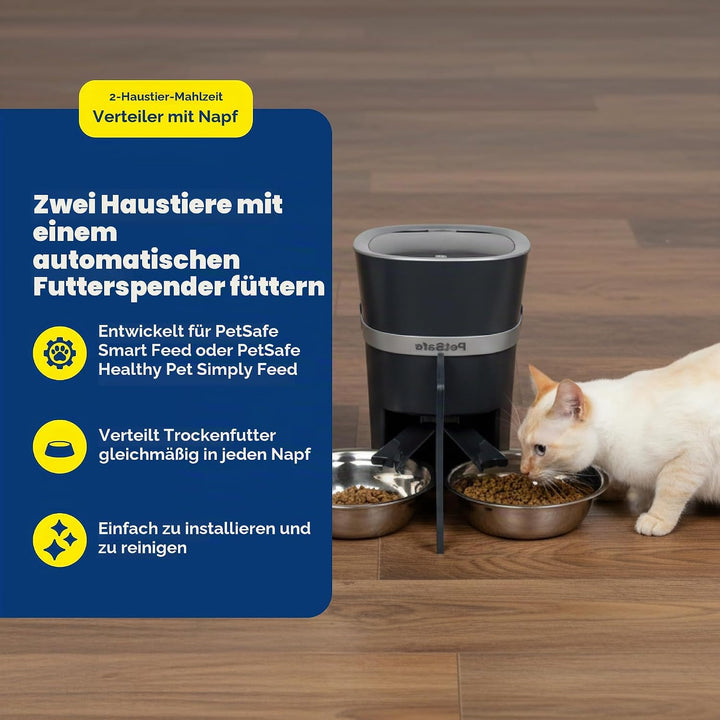 PetSafe 2 Tierfutterteiler mit nur einem Napf, Futterautomat für zwei Hunde oder Katzen, BPA-freier
