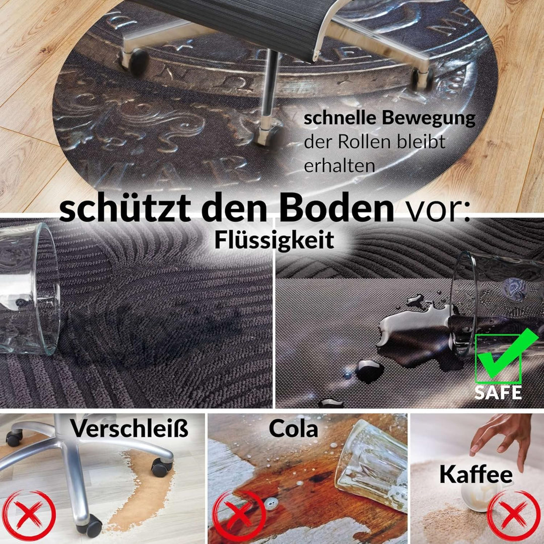 ANRO Bodenschutzmatte Bürostuhl grosse Unterlage Schreibtischstuhl Stuhlmatte Fussbodenschutz rutsch
