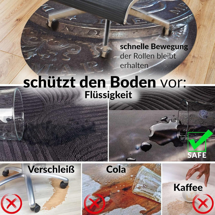 ANRO Bodenschutzmatte Bürostuhl grosse Unterlage Schreibtischstuhl Stuhlmatte Fussbodenschutz rutsch