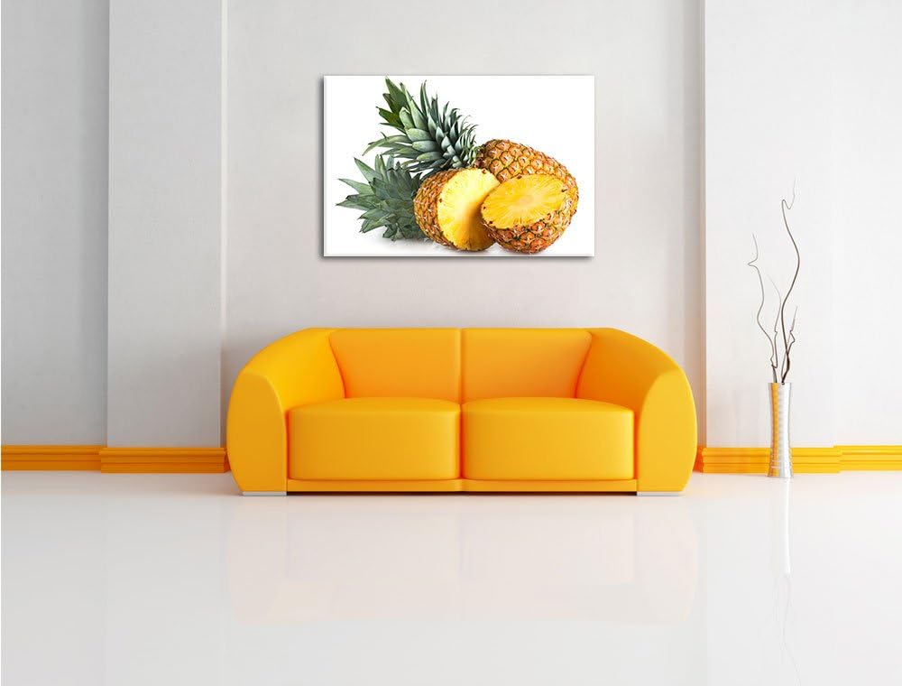 Pixxprint Frische Ananas, Format: 100x70 auf Leinwand, XXL riesige Bilder fertig gerahmt mit Keilrah