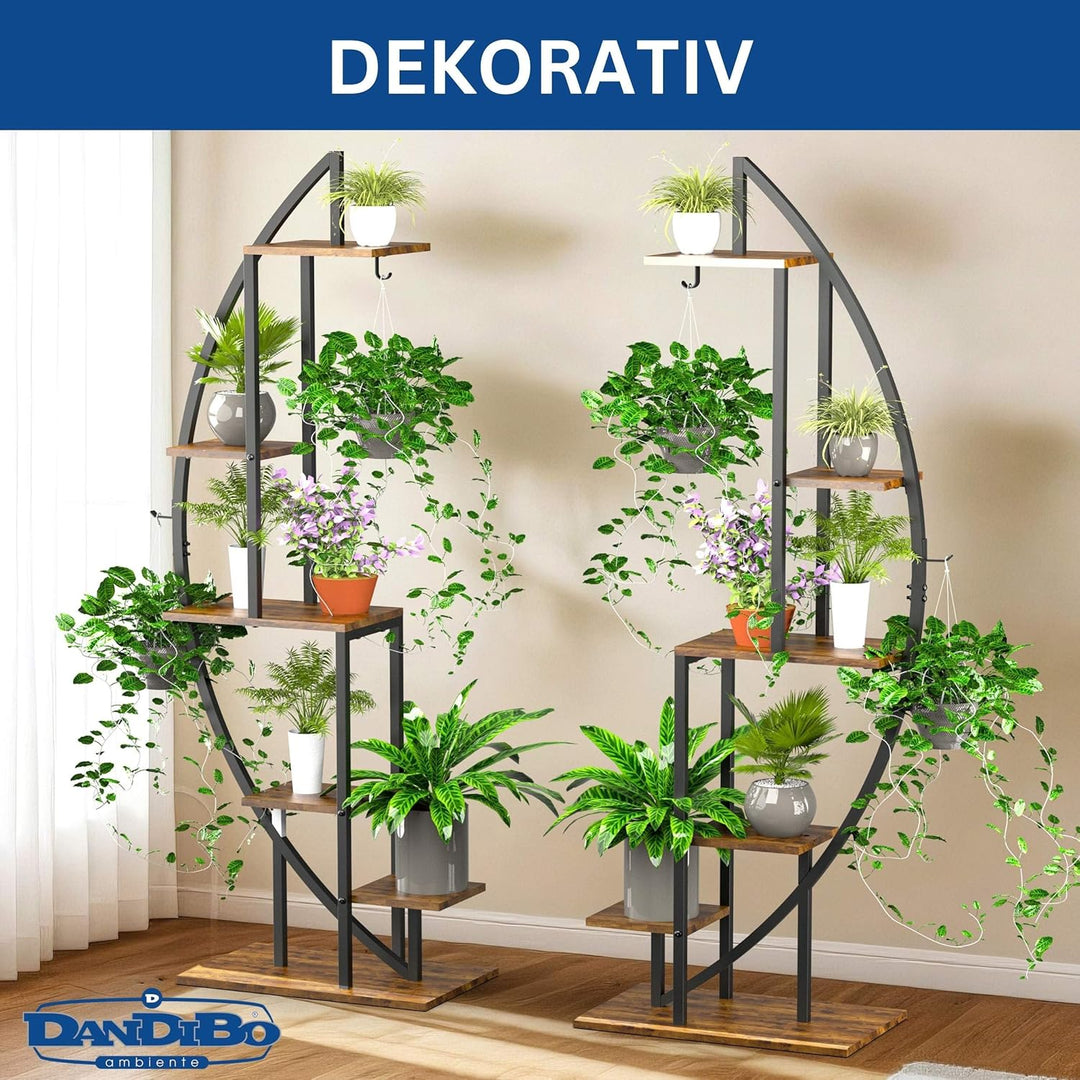 DanDiBo Pflanzenregal Indoor 160 cm Hoch Blumenregal Metall Schwarz Rund 96644 Blumentreppe Gross Ha