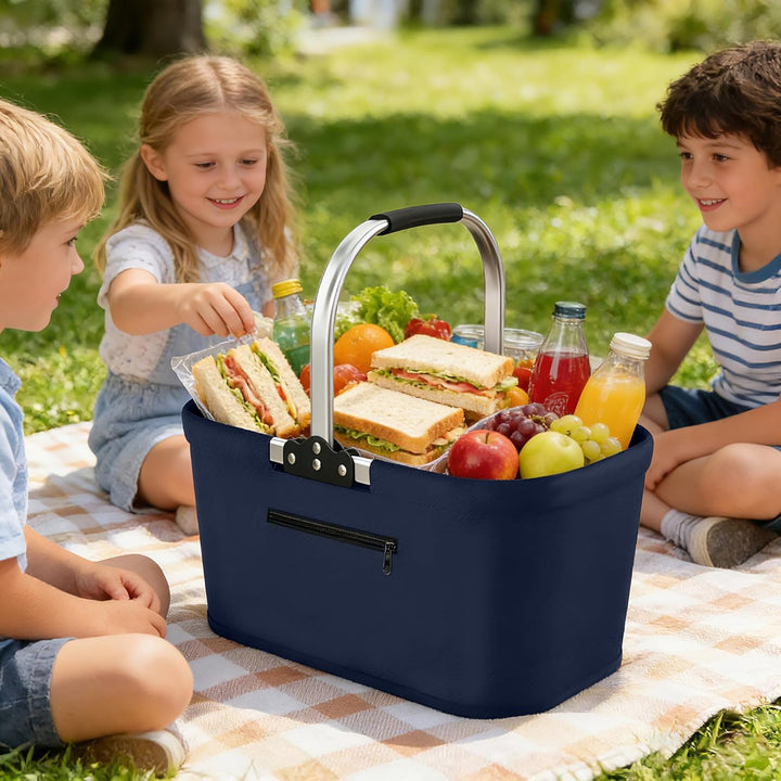 Faltbarer Einkaufskorb 30L Tragekorb Grosser Picknickkorb aus 600D Oxford-Stoff, wasserabweisend Ein