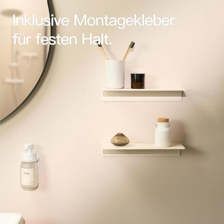 Designfabrik Hamburg Wandregal ohne Bohren | Duschregal selbstklebend | Ablage für Bad, Gästebad, Kü