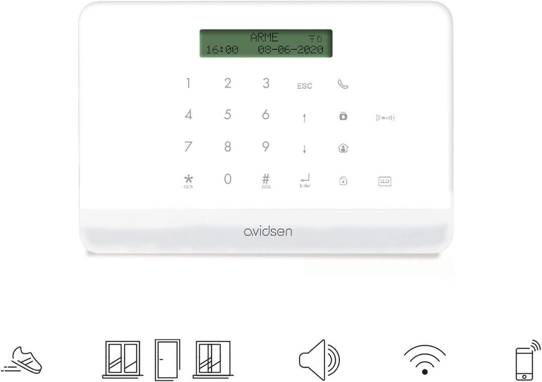 AVIDSEN 127055 HomeSecure, smarte und vernetzte Funk Alarmanlage, Smartphone App, ohne Abonnement, i