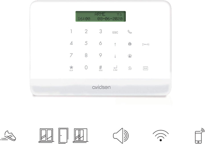 AVIDSEN 127055 HomeSecure, smarte und vernetzte Funk Alarmanlage, Smartphone App, ohne Abonnement, i