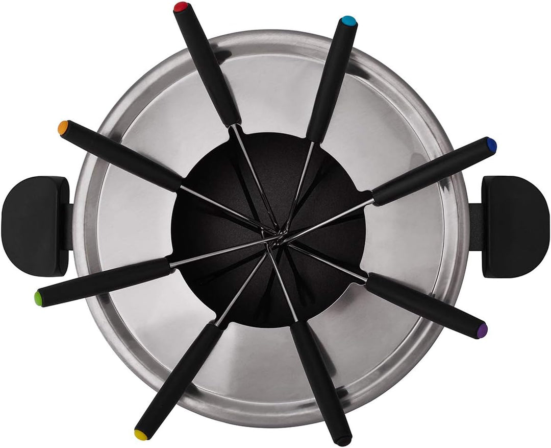 Cloer 6679 Fondue für 8 Personen, beschichteter Aluminiumtopf, inklusive Spritzschutz, 8 farbig mark