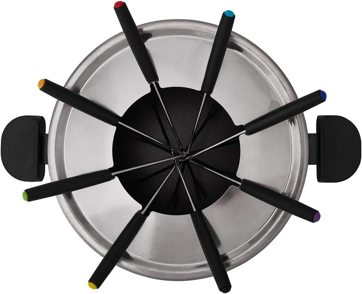 Cloer 6679 Fondue für 8 Personen, beschichteter Aluminiumtopf, inklusive Spritzschutz, 8 farbig mark