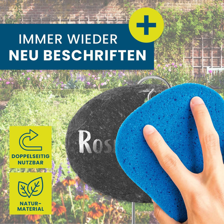 Hoberg Schiefer-Pflanzschilder - 10er Set | Witterungsbeständig, Wiederverwendbar | Individuelles Be