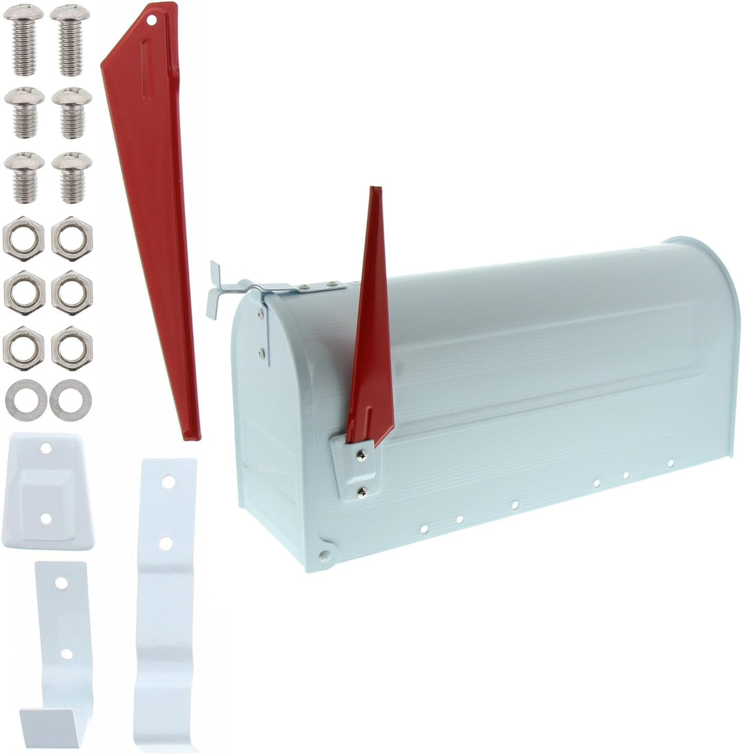 Burg Wächter 91 W U.S. Mailbox mit schwenkbarer Fahne, Stahlblech, Weiss Mailbox Weiss, Mailbox Weis